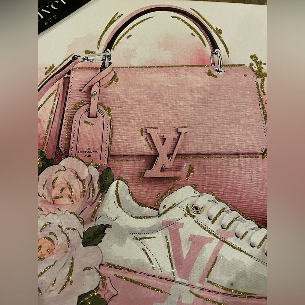 OLIVER ART REMEDY NWT Fashionable Glitter Handbag Sneaker Books Canvas Wall Art - Picture 4 of 12